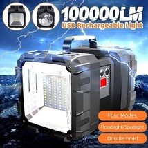 Ultra-Bright 100000Lm 40W Dual Head Led Spotlight Flashlight Torch Searc... - $56.99