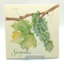 Handpainted 8X8 Tile Trivet &quot;Sauvignon Blanc&quot; Signed V. Casqueiro Made i... - $29.69