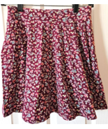 SO Womens Juniors Skater Skirt Size M Multi Floral Cotton Spandex Elasti... - £7.81 GBP