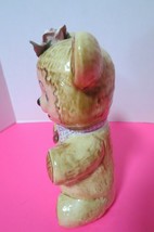 Vintage Ceramic Teddy Bear Piggy Bank 7.5&quot; Tall Hand Made Hand Painted Flaw - £11.73 GBP