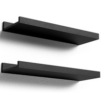 Floating Shelves Wall Mounted Set Of 2, Modern Black Wall Shelves For Storage Wi - £25.56 GBP