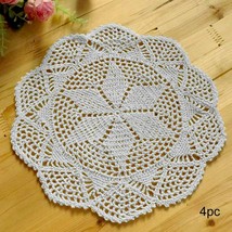White Crochet Cotton Lace Table Placemats Doilies Value Pack 4pc Hexa 12... - £14.44 GBP