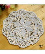 White Crochet Cotton Lace Table Placemats Doilies Value Pack 4pc Hexa 12... - $25.14 CAD