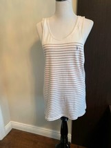 Euc All Saints Oversized Off White &amp; Brown Stripe Tank Top Sz S - $38.61