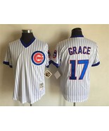 Cubs #17 Mark Grace Jersey Old Style Uniform White Stripe - $45.00