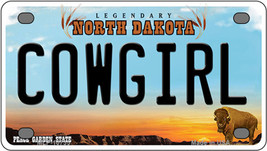 Cowgirl North Dakota Novelty Mini Metal License Plate Tag - $284.59 MXN