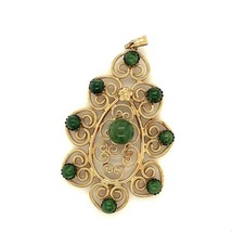 Vintage Signed 12k Gold Filled Winard Scroll Heart Ornate Jade Stone Pendant - £58.39 GBP