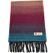 100% Cashmere Scarf Chevron Berry/Blue/Green/Orange Made In England #100... - £15.75 GBP