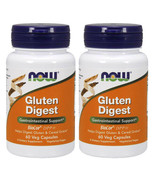 NOW Foods Gluten Digest 2X60 Caps Enzyme Blend Protease/Glucoamylase/Amylase - £18.32 GBP