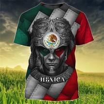 Mexico Flag Print T-shirt Men Eagles Pattern Jersey Casual Short Sleeve Tees Ove - £86.25 GBP