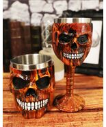 Ossaury Macabre Inferno Hell Fire Skull Face Beverage Wine Goblet And Mu... - €33,48 EUR