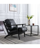 Solid Wood Black Antique Painting Removable Cushion Arm Chair Mid-Centur... - $404.19