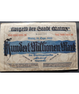  German 100M Mark 1923 Rotgeld Der Stade Mainz Banknote - £3.94 GBP