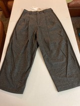 Zuc Ca 7 Grosgrain Combination Drop Crotch Cropped Pleated Trousers Grey-Medium - £164.65 GBP