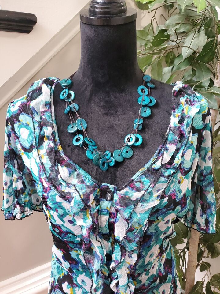 Notations Womens Multicolor 100% Polyester Scoop Neck Short Sleeve Top Blouse 2X Item image 2
