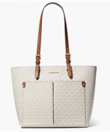 New Michael Kors Jet Set Travel Medium Double Pocket Logo Tote Vanilla /... - $2,074.47 MXN