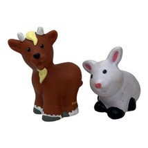 Fisher Price Toys Little People Lot Of 2 Farm Animals Cow Rabbit Bunny Toddler  - £6.15 GBP