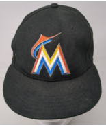 Miami Marlins New Era On Field Mens Fitted Hat 7 1/8 Black Cap MLB Baseball - £11.65 GBP