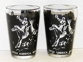 2 Vintage &quot;Bucking Bronco&quot; Shot Glasses &quot;Little America, Wyoming.&quot; - $12.00