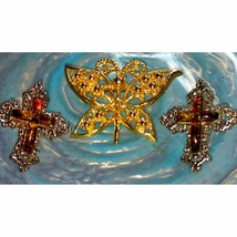 VINTAGE BROOCH~MOONSTONE CROSS EARRINGS - $20.79
