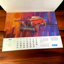 TRW 1974 Large Calendar with D. Brown Art on every page, 23x18, Vintage - $39.95
