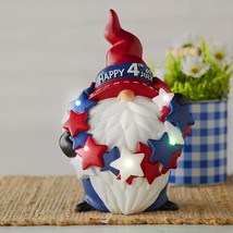 Lighted Color Changing Patriotic Gnome Figurine 4th of July Tabletop Home Decor - £23.91 GBP