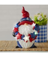 Lighted Color Changing Patriotic Gnome Figurine 4th of July Tabletop Hom... - £23.90 GBP