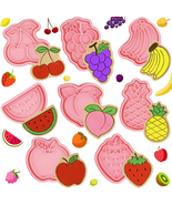 8 Pcs Fruit Cookie Cutters with Plunger Stamps Set 3D Grape Banana Straw... - $15.13