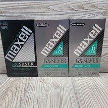 3 Maxell T120 GX-SILVER Pack VHS VCR Tapes 6 Hour Blank VHS Video Tapes Vtg - $12.99