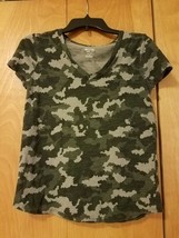 MOSSIMO Women&#39;s Cotton Polyester Camouflage Camo Green T-shirt Size XS  - £7.91 GBP