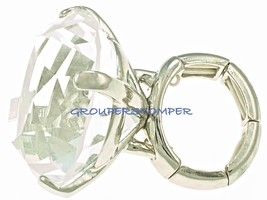 Grand Bling Rock Cristal Strass Bague Avec Bracelet Extensible - £12.90 GBP+