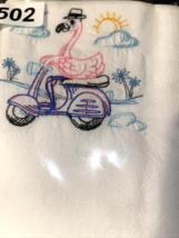 Kitchen Dishtowel Pink Flamingo Riding Scooter Tropical 100% Cotton 32 x... - £7.90 GBP