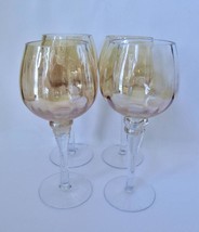 Amber Gold Hand Blown Wine or Water Goblets Lot/4 12 Available - $29.99