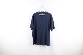 Vintage Lands End Mens XL Faded Blank Short Sleeve T-Shirt Navy Blue Cotton - £19.38 GBP