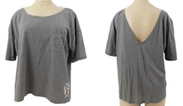Victoria &#39;S Secret Ange Dos En V Poche T-Shirt Gris Anthracite Grande Ta... - $15.64
