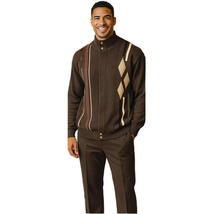 Men's Fancy European Sweater Jacket By Silversilk Fashionable 11009 Brown image 7