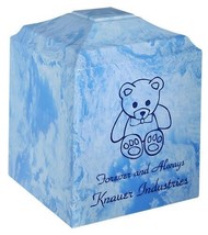 Small/Keepsake 45 Cubic Inch Blue Teddy Cultured Marble Cremation Urn for Ashes - £150.97 GBP