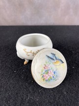 Rare Vintage Small Japanese Porcelain Vase With Feet Hand Painted Bird D... - $32.67