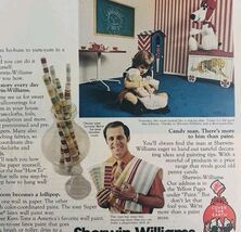 1972 Sherwin Williams Candy Stripe Wallpaper Advertisement Home Decor DW... - $29.99