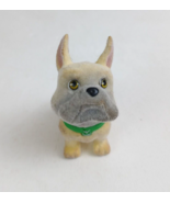 Vintage Velvety Flocked Miniature Dog With Green Collar 1.75&quot; Toy Figure - $73.31 MXN