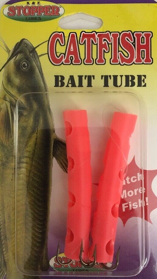 K &amp; E Catfish Stopper Dipper Bait Tubes Fishing Lure-2 1/2&quot;Orange-CBT2PK... - $11.76