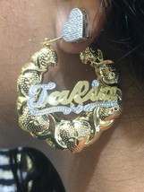 Personalized 14k Gold Overlay Name hoop Earrings xoxo Earrings 2 1/4 inch thick - $29.99