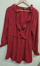 H&amp;M divided 16 UK playsuit faux wrap red burgundy Animal Prints Express ... - £17.27 GBP