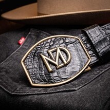 Iowa Genuine Caiman Skin Western Belt Black image 8