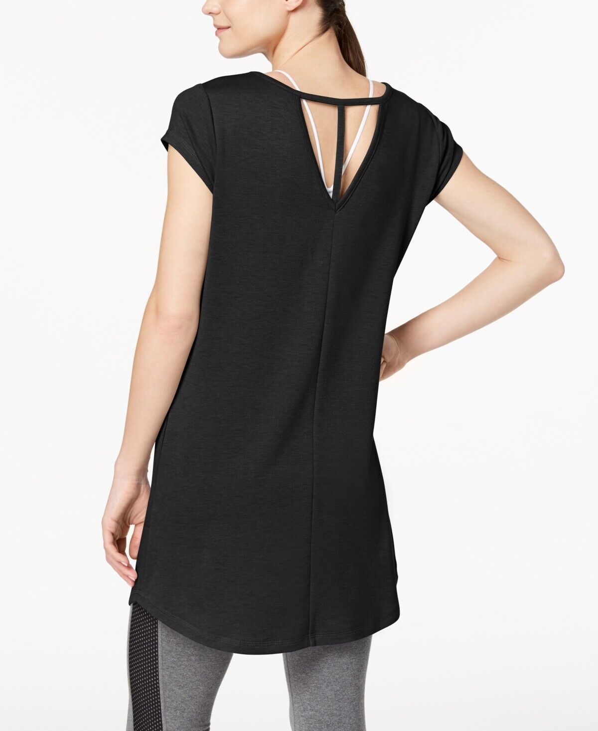 Ideology Womens Solid V-Back Tunic Activewear, Size XS - $15.84