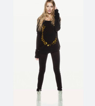 Wildfox Hero Laurel S Sweater Black Gold Sequin  Slouchy Long Sleeve Pullover  - £28.69 GBP