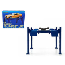 Adjustable Four Post Lift Blue for 1/18 Scale Diecast Model Cars by Greenlight - £46.63 GBP