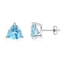 ANGARA Natural Swiss Blue Topaz Stud Fine Earrings in Sterling Silver (S... - $388.55+