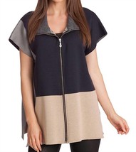 Angel color block zip poncho in Navy Multi - size M - £59.17 GBP