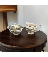 Vintage English Cream &amp; Sugar Set Made in England Scenic Countryside Des... - $51.41